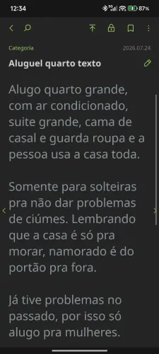Quarto para mulheres