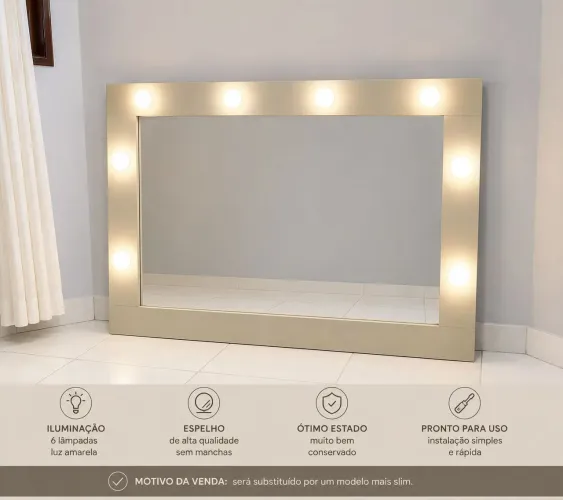 Espelho camarim LED 1,25 X 75 | Completo | Excelente estado 
