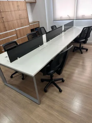 06 Mesas MDF com estrutura de ferro - Modelo Ilha