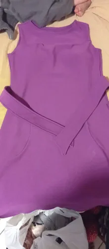 Vestido Roxo Com Bojo E Bolso Nina Bella Tam P com amarraçao na cintura