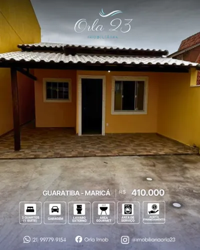 GUARATIBA, ORLA 23 IMOBILIÁRIA VENDE! EXCELENTE CASA LINEAR PRÓXIMA A PRAIA EM MARICÁ.