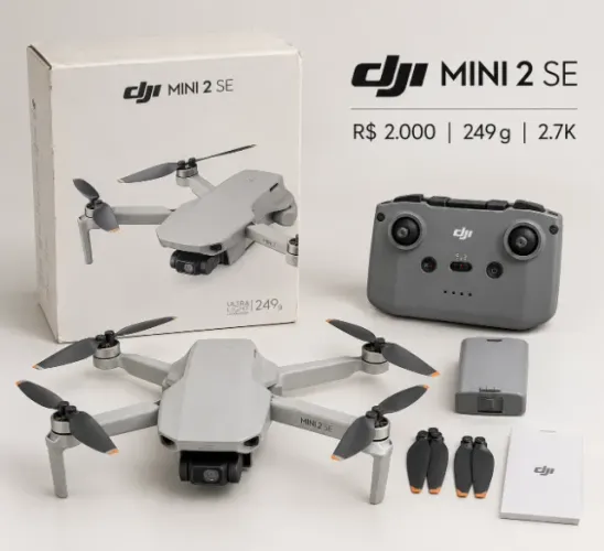 DJI Mini 2 SE Original + Controle + Bateria + Hélices - 2.7K