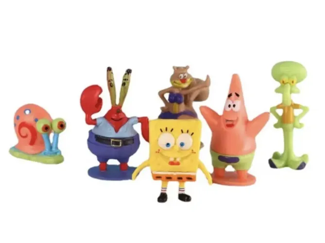 kit com 6 miniaturas de pvc do Bob Esponja, não articulados!