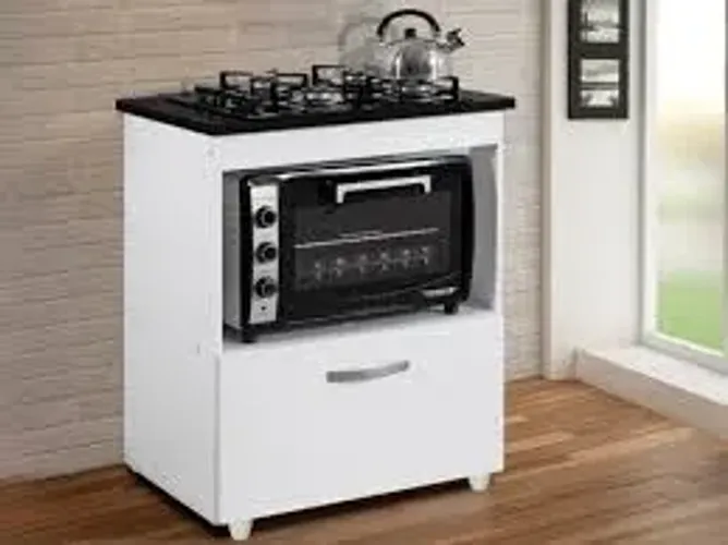 Balcão para CookTop 4 ou 5 Bocas Salvia Branco Kaiki - Entrega Rápida! 