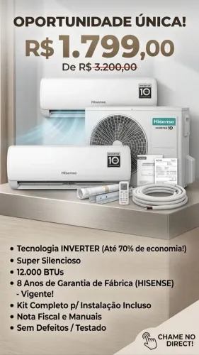 Ar Condicionado Hisense 12000 BTUs Inverter - 8 Anos Garantia - Kit Completo