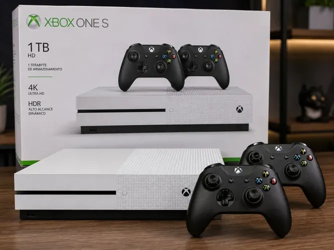 Xbox One S 1TB + 2 Controles Originais Pretos | Excelente Estado