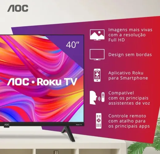 Smart TV AOC 40" Full HD Roku TV - Nova
