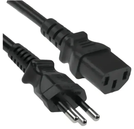 Cabo de Força Tripolar p/ Equipamentos Eletrônicos c/ Tomada 3 Pinos Padrão NBR (2 peças)