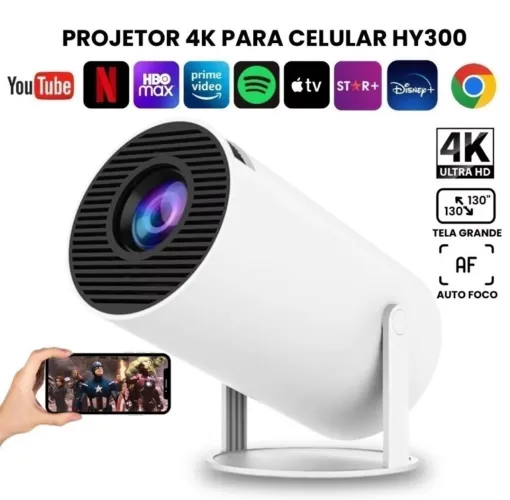 Projetor 4K HD 150 Polegadas Celular, Tv B0x, Xbox, PS, Pc,