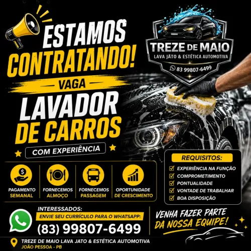VAGA LAVADOR DE CARRO