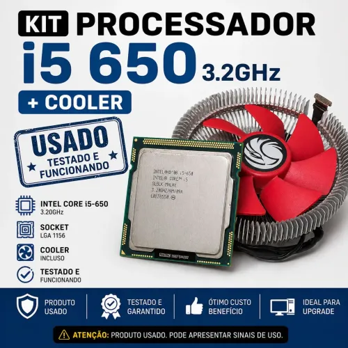 Kit i5 650 3.2GHz + Cooler - Usado Funcionando