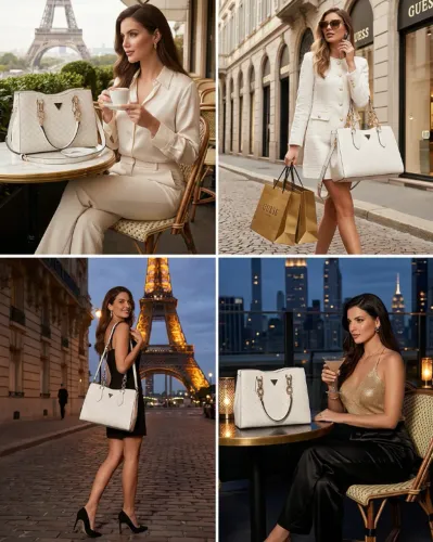 GUESS BOLSA ALÇAS CORRENTE DOURADAS - NOVA - ORIGINAL - IMPORTADA DOS EUA