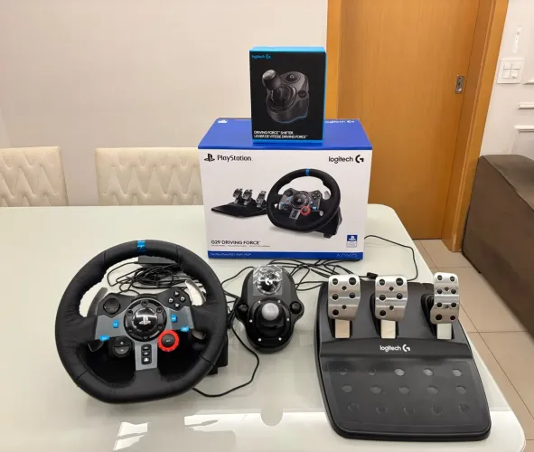 VOLANTE LOGITECH G29 + CÂMBIO - COMPLETÍSSIMO, IMPECÁVEL!