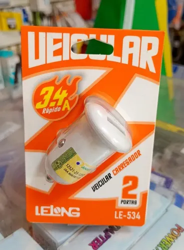 Carregador Veicular Rápido 3.4A Duplo USB - Novo