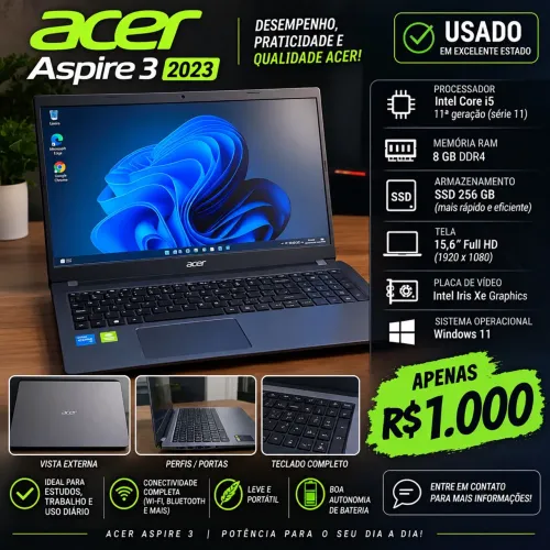 Notebook acer aspire 3 ótimo pra estudo