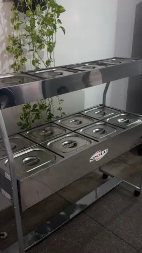 Buffet Self-Service Spolu 8 Cubas Inox com Tampas - Excelente Estado