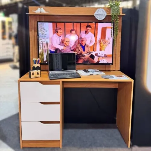 Escrivaninha Doble com Painel para TV - Entrega Rápida