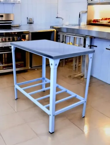 Mesa de Inox com prateleira/grade Industrial suporta até 100kg 93x55cm