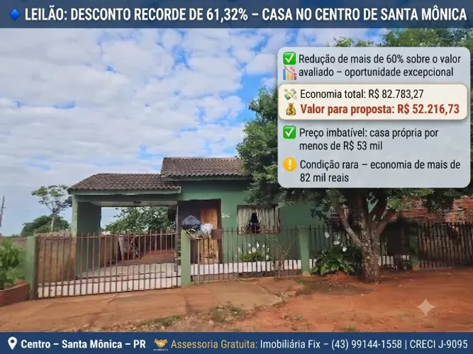 Oportunidade facilitada ? Casa no Centro, Santa Monica - PR, Apto O, 2 quartos, 1 vaga, 20