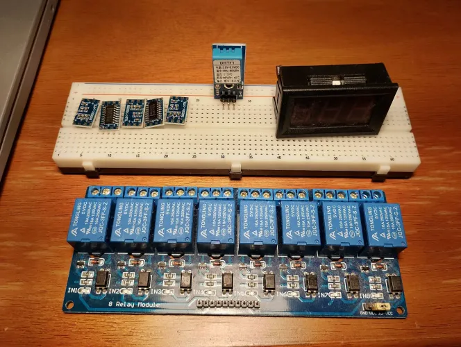 Kit protobord, DHT11, módulo relê, raspberry, arduino