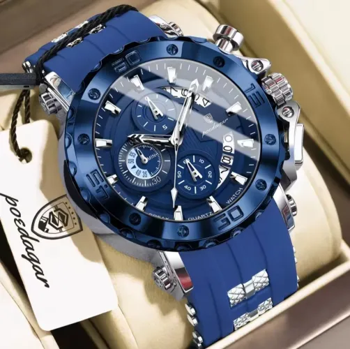 Relógio Masculino POEDAGAR 892 à Prova D'água Pulseira em Silicone