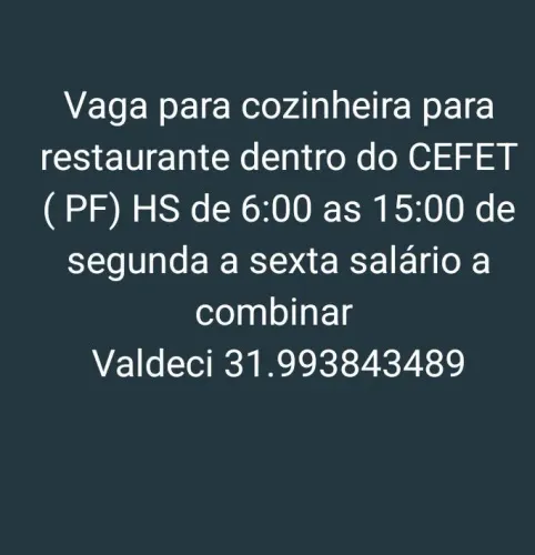 Vaga para cozinheira