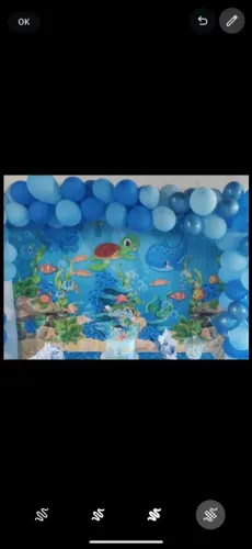 Painel quadrado tema fundo do mar tamanho 2.00 x 120