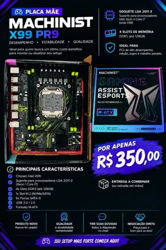 PLACA-MÃE MACHINIST X99 PR9 NOVA