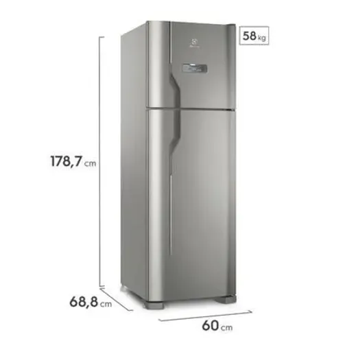 Geladeira Electrolux Frost Free 371L Turbo Congelamento Duplex Cor Inox DFX41