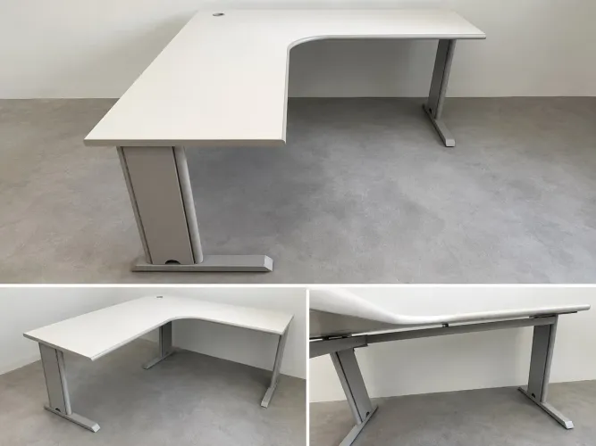 Mesa de Escritório em L 1,60 x 1,60 m - MDF e Aço | Excelente Estado