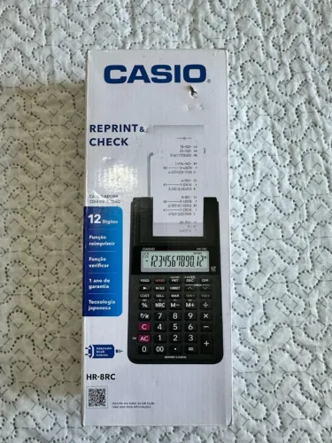 Calculadora Com Impressão Casio Hr-8rc 12 Dígitos + Fonte Bivolt