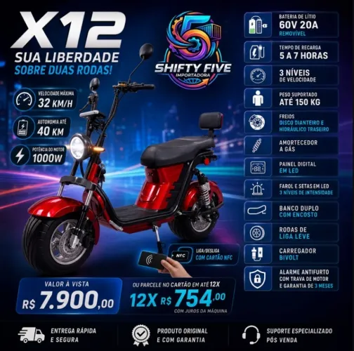 Scooter Elétrica X12 - Potente, Econômica e Impecável! 2