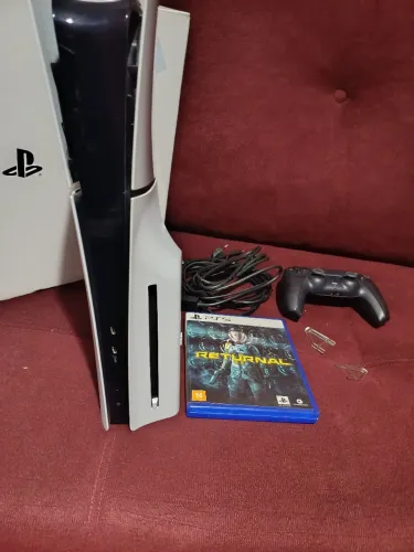 Ps5 slim com disco na caixa completo