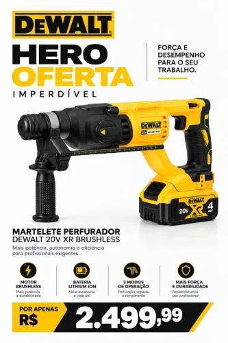 Martelete Perfurador Rompedor DeWalt 20V MAX Brushless