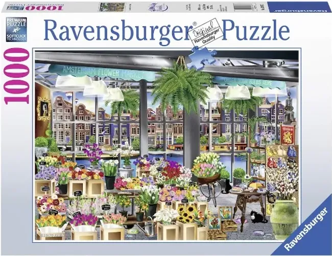 Quebra-cabeça Puzzle Ravensburger Amsterdam Flower Market, 1000 peças