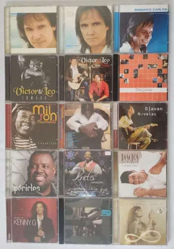 Título: Lote 15 CDs Originais - Roberto Carlos, Milton Nascimento, Djavan, Péricles e mais