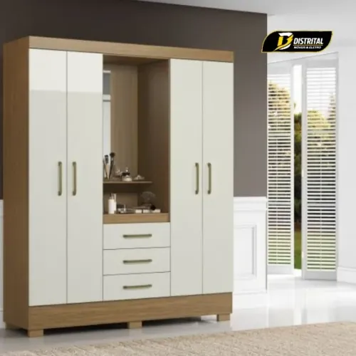 Guada Roupa Capela Paris com 4 Portas 3 Gavetas 4 Prateleiras Pronta Entrega