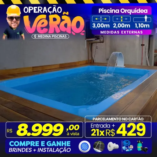Piscina Orquídea 3,00m 2,00m 1,10m