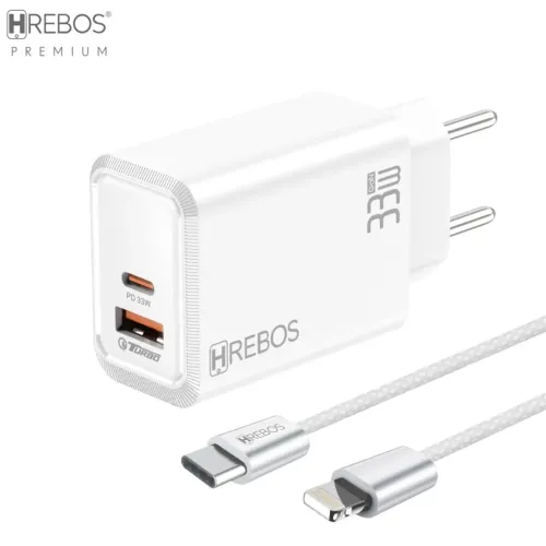 Kit Carregador Turbo 20W com 2 Portas (USB + Tipo C) e Cabo Tipo-C Fluxion Charge, Branco