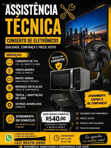 Assistência Técnica - Conserto de TV, Ventilador e Eletrônicos