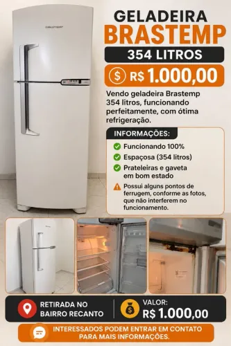 GELADEIRA BRASTEMP 354 LITROS.