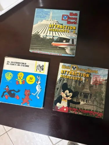 Lote 3 Filmes Super 8 Vintage Disney World e Warner Bros. - Colecionador