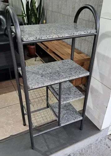 Fruteira Dupla Tubular Prateleria Pedra Granito 2 Cestos. Produto Novo Direto de Fábrica.
