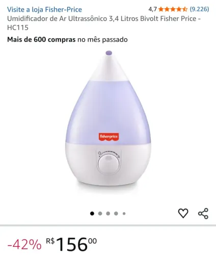 Umidificador de ar Fisher Price novo na caixa do grande !