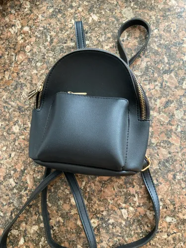 Mini mochila couro sintético preto Miniso Lite