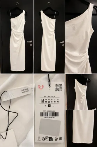 Vestido Midi Zara Branco Assimétrico Novo Com Etiqueta Tam M