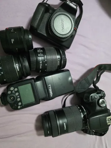 Kit Completo Canon T7 + Flash Godox TT685C + 4 Lentes + Câmera para Peças
