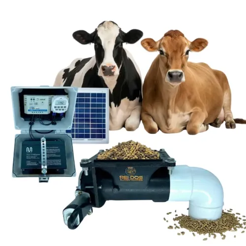 Dosador Automático de Ração p/ Cavalo, Cachorro, Galinha, Peixe Porco com Kit Solar