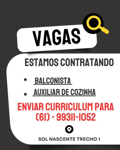 vaga de auxiliar de cozinha e balconista em panificadora