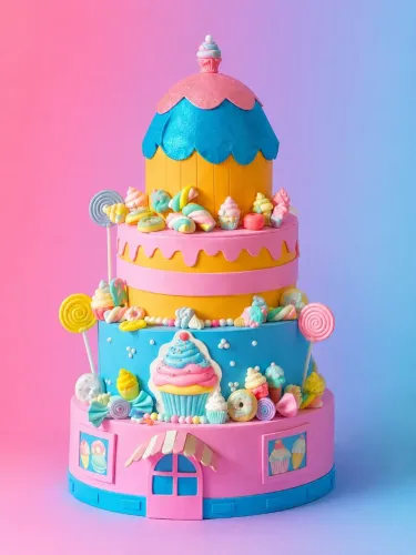 Kit bolo fake tema doceria confeitaria e display para decoração